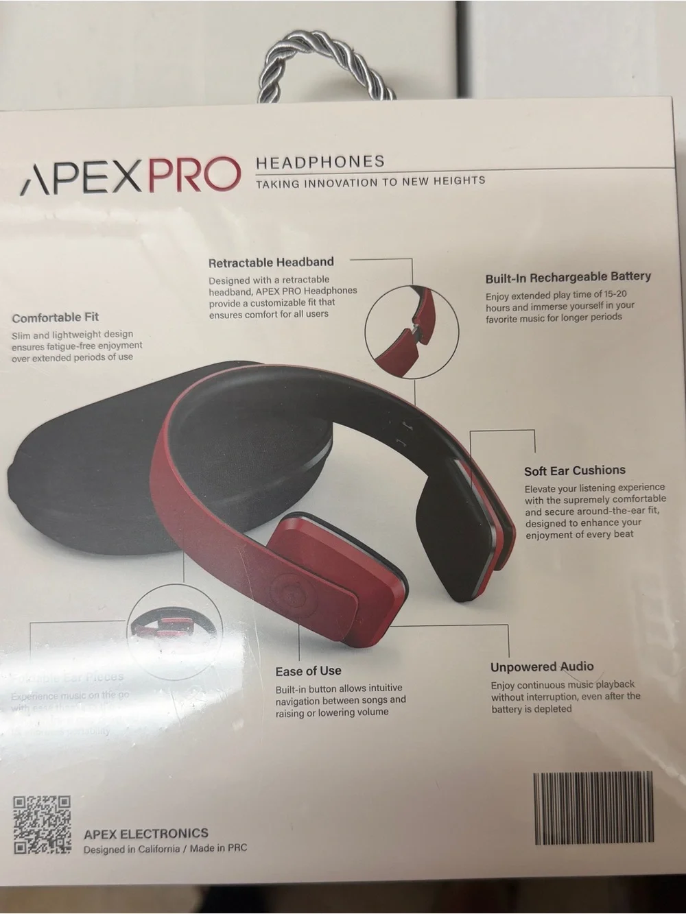 APEXPRO Red Wireless Headphones, NEW in box